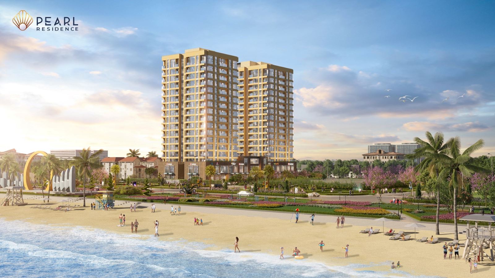 A beach with buildings and peopleAI-generated content may be incorrect.