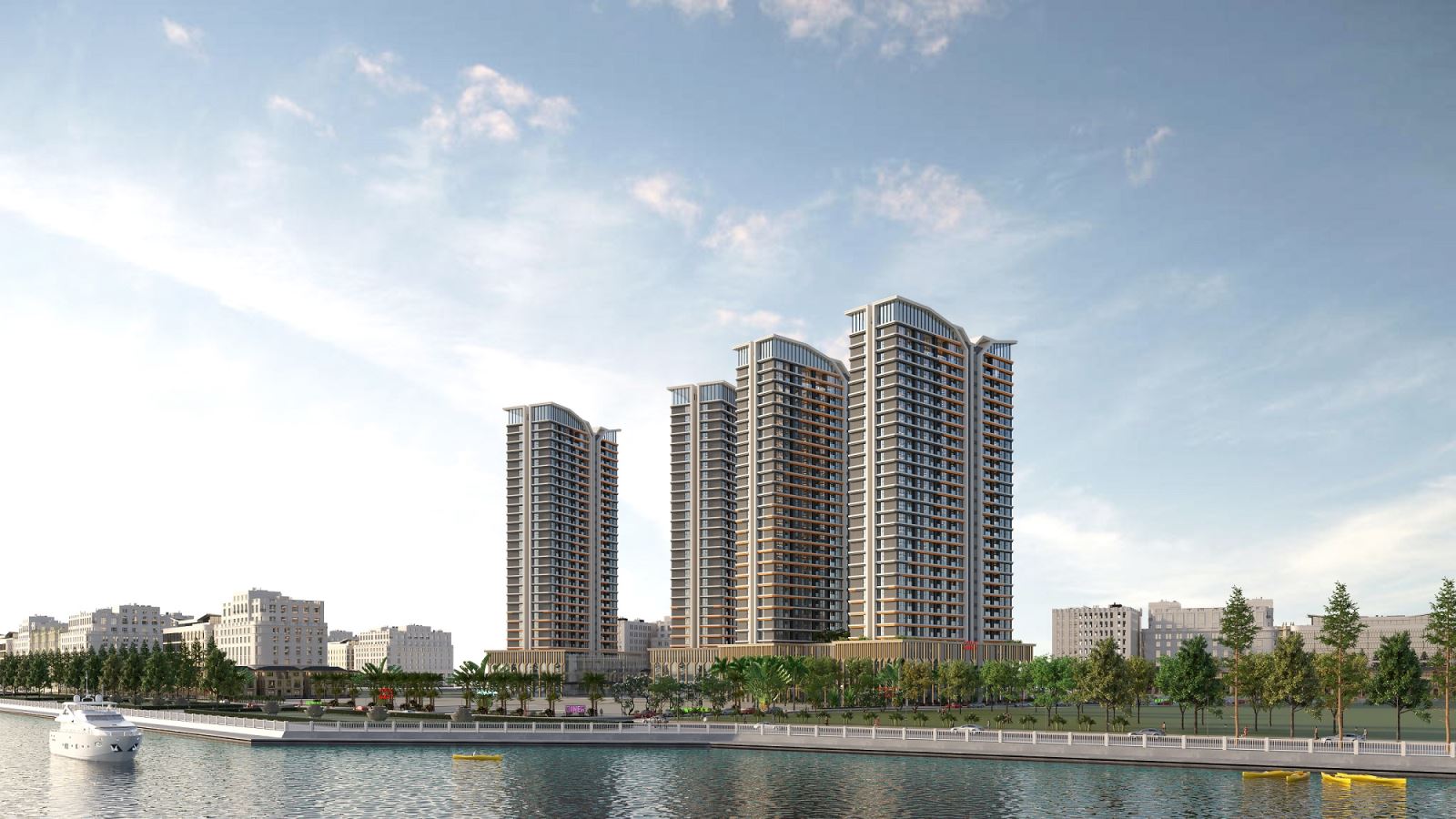 A tall buildings next to a body of waterAI-generated content may be incorrect.